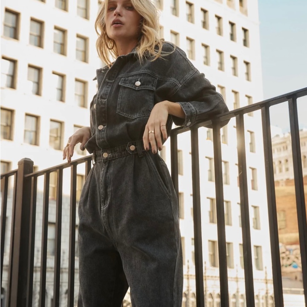 12th tribe Hendrix washed black denim jumpsuit